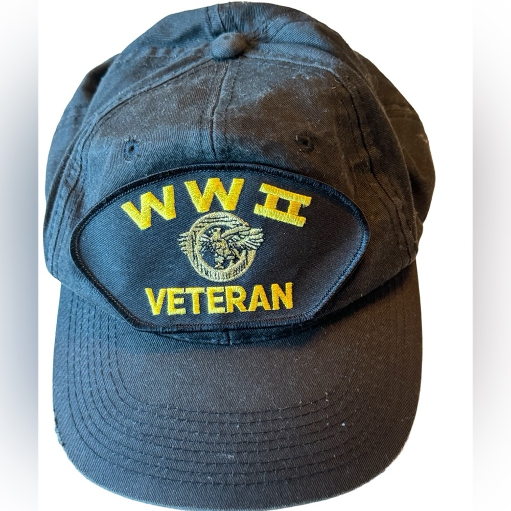 Vintage Black WWII Veteran Military Men’s Distressed SnapBack Baseball Hat